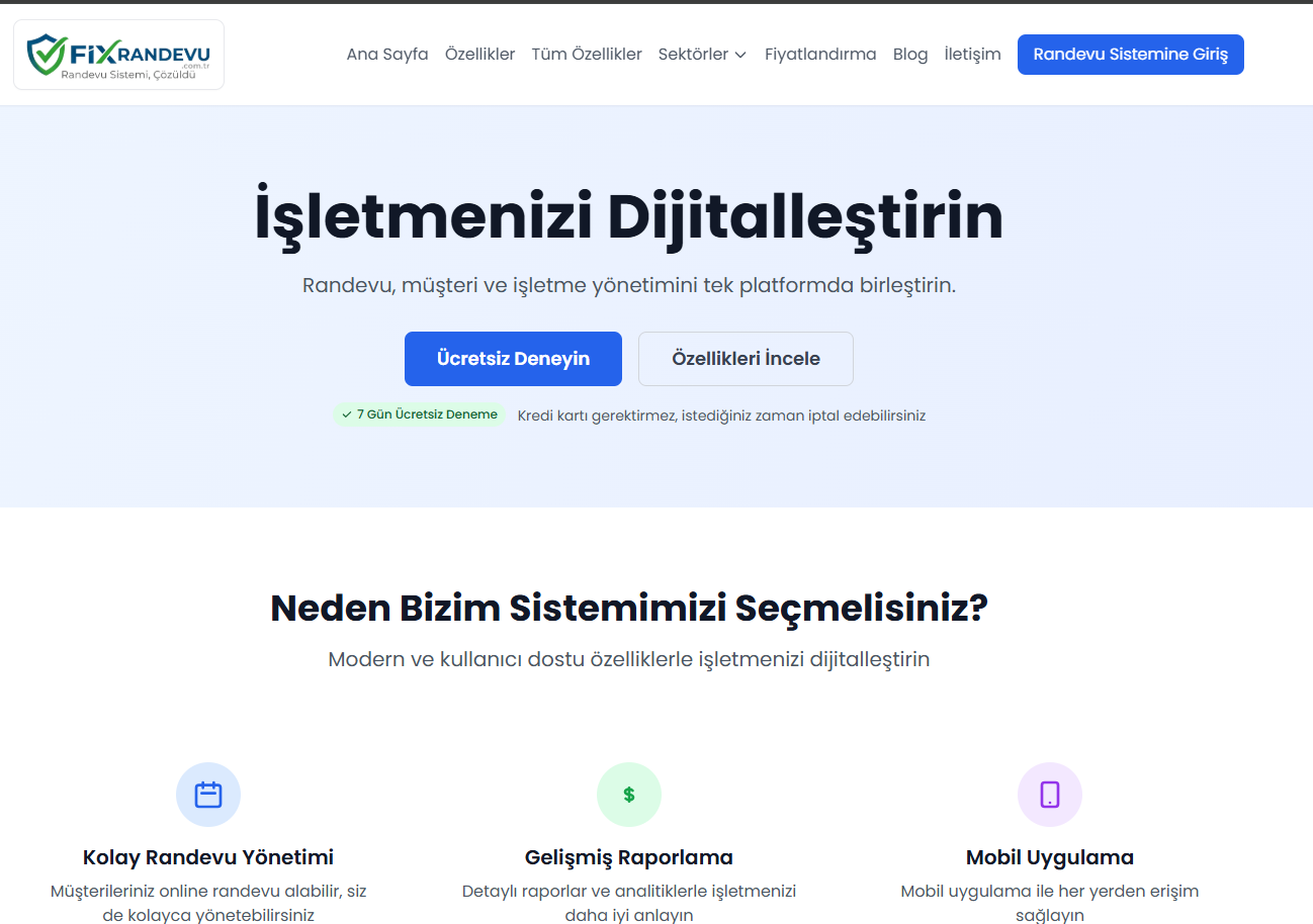 FixRandevu | Online Randevu Sistemi ve Salon Yönetim Yazılımı